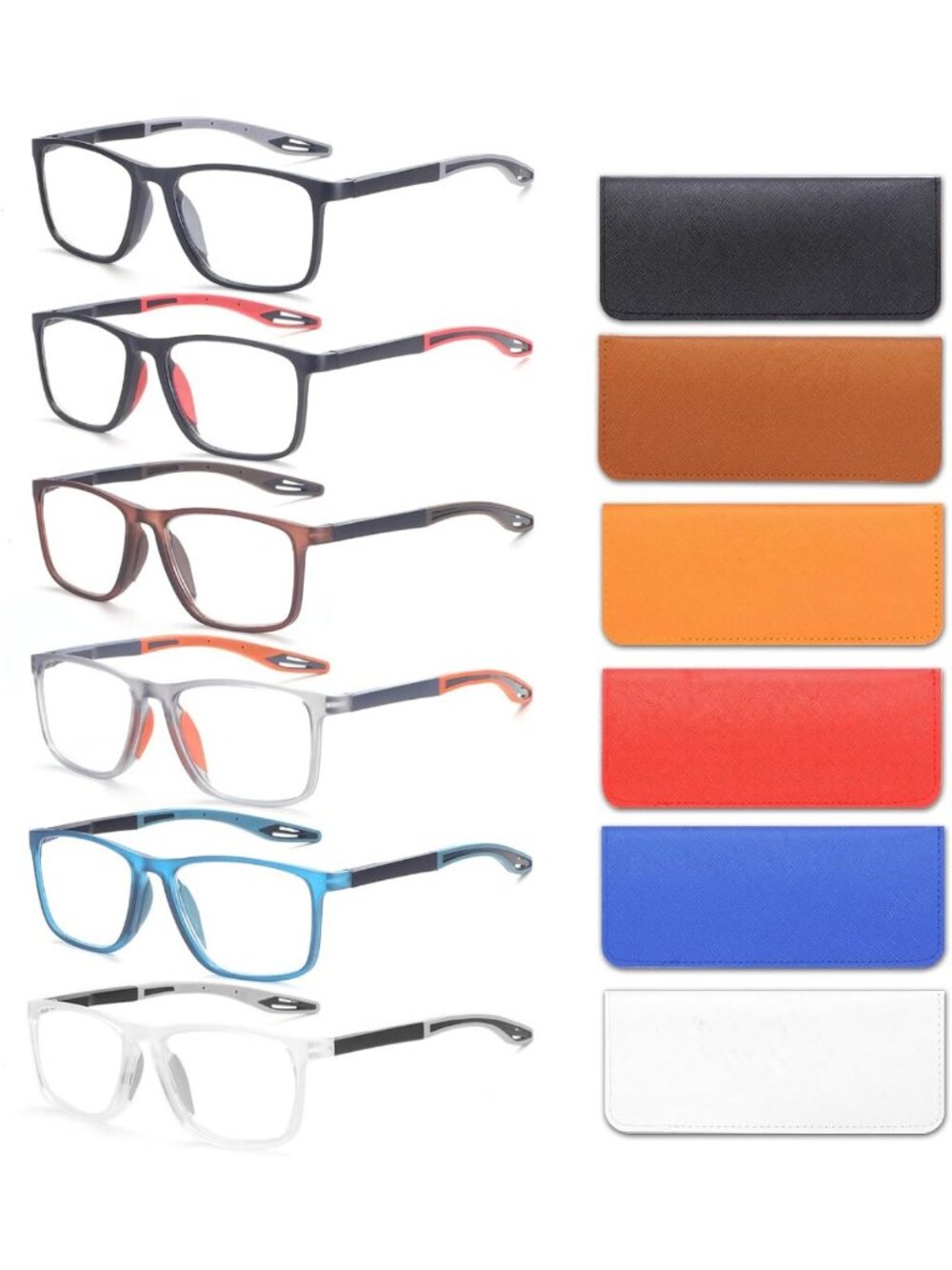 6 Pack Blue Light Blocking Reading Glasses for Men & Women - Sports Style